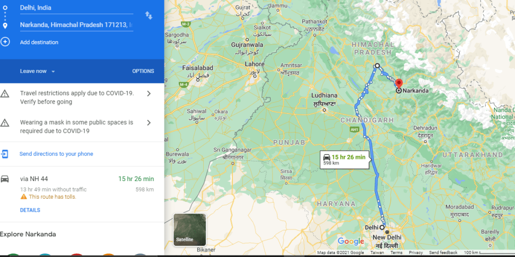 How to reach Narkanda-by flight,train,bus